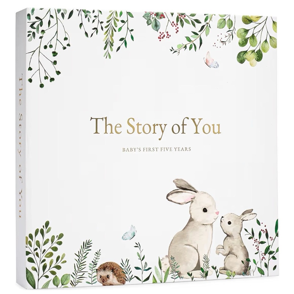 Elegant Baby Memory Book with Leafy Design